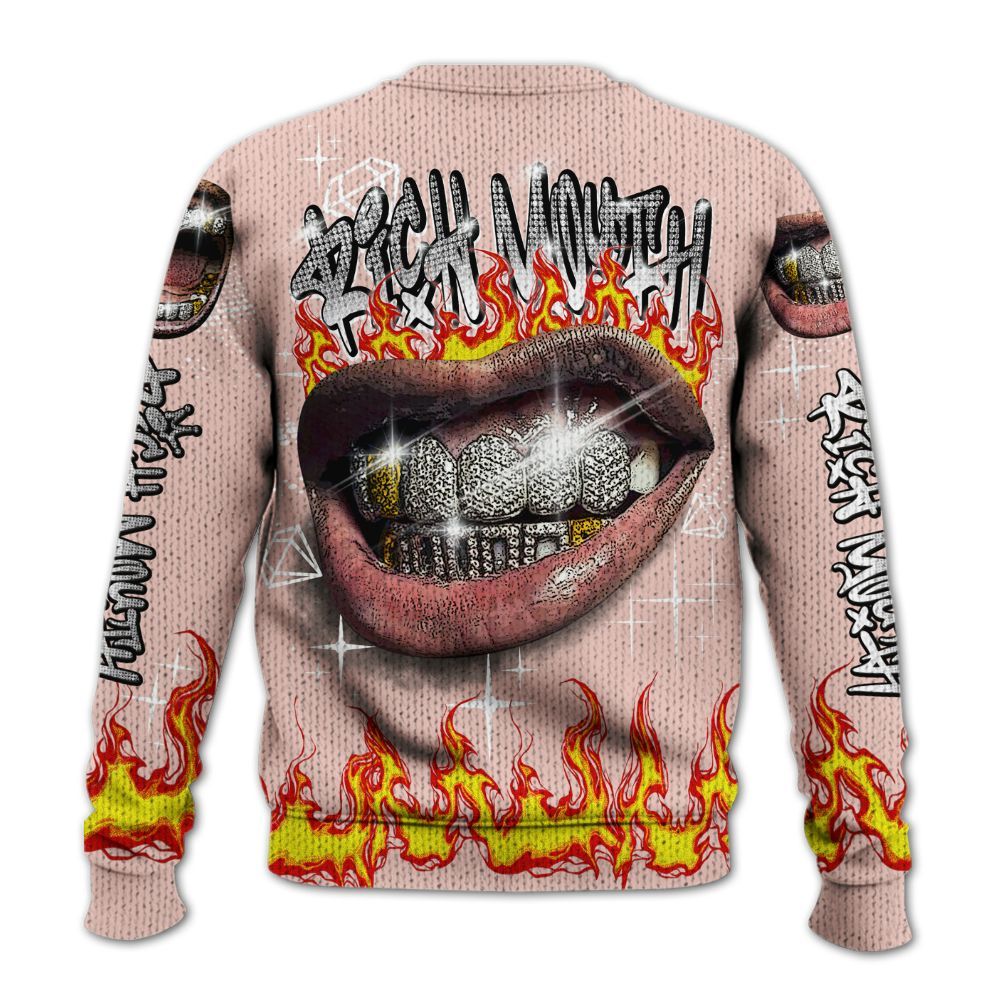 Knitted Sweater To Match Low Legend Pink 11s - Rich Mouth Fire Rap Retro 90s