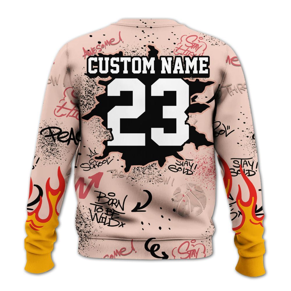 Sweatshirt To Match Washed Coral 2s Shirt - Number 23 Basketball Bear Custom Name All Over Print