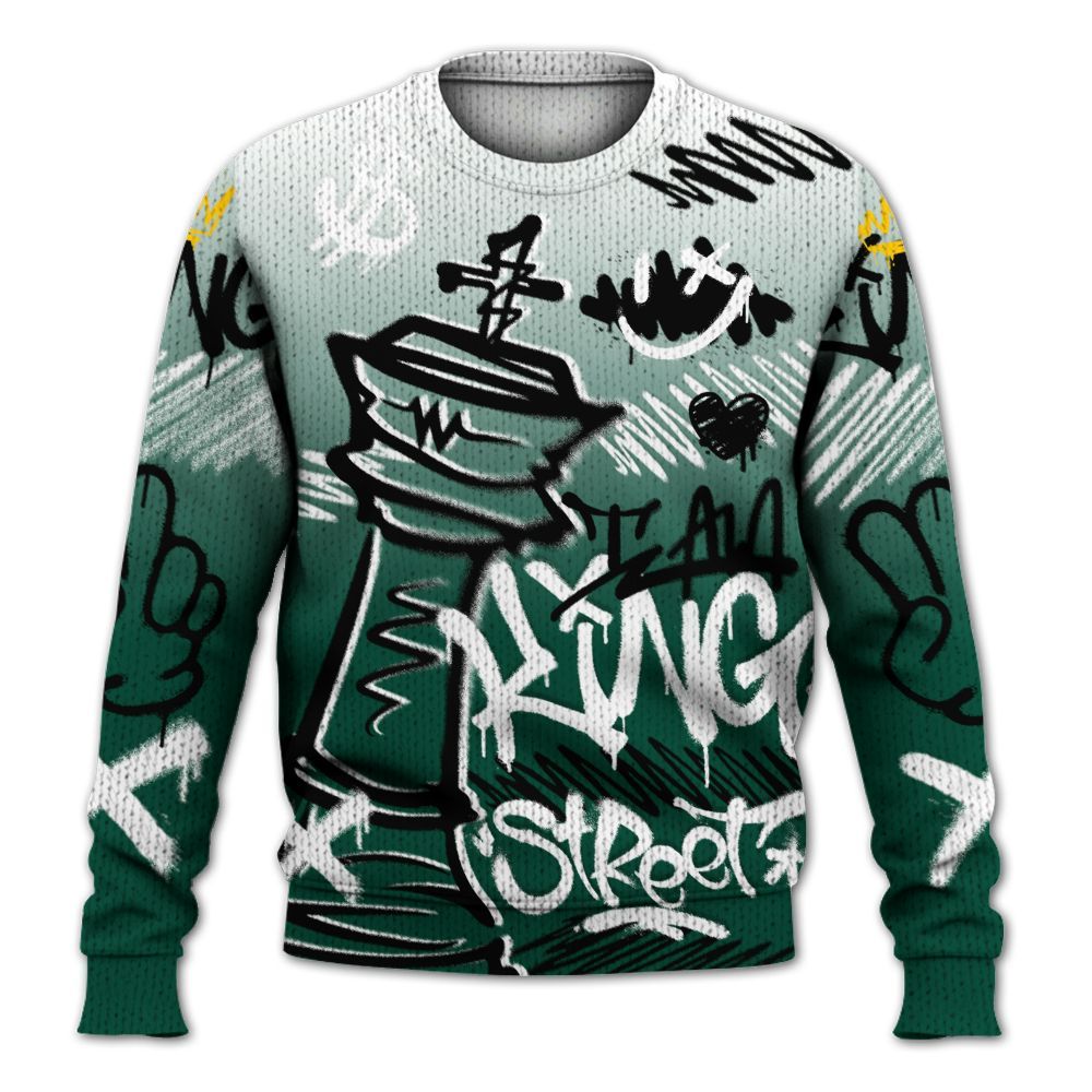 Knitted Sweater To Match Oxidized Green 4s - Street King Chess Streetwear