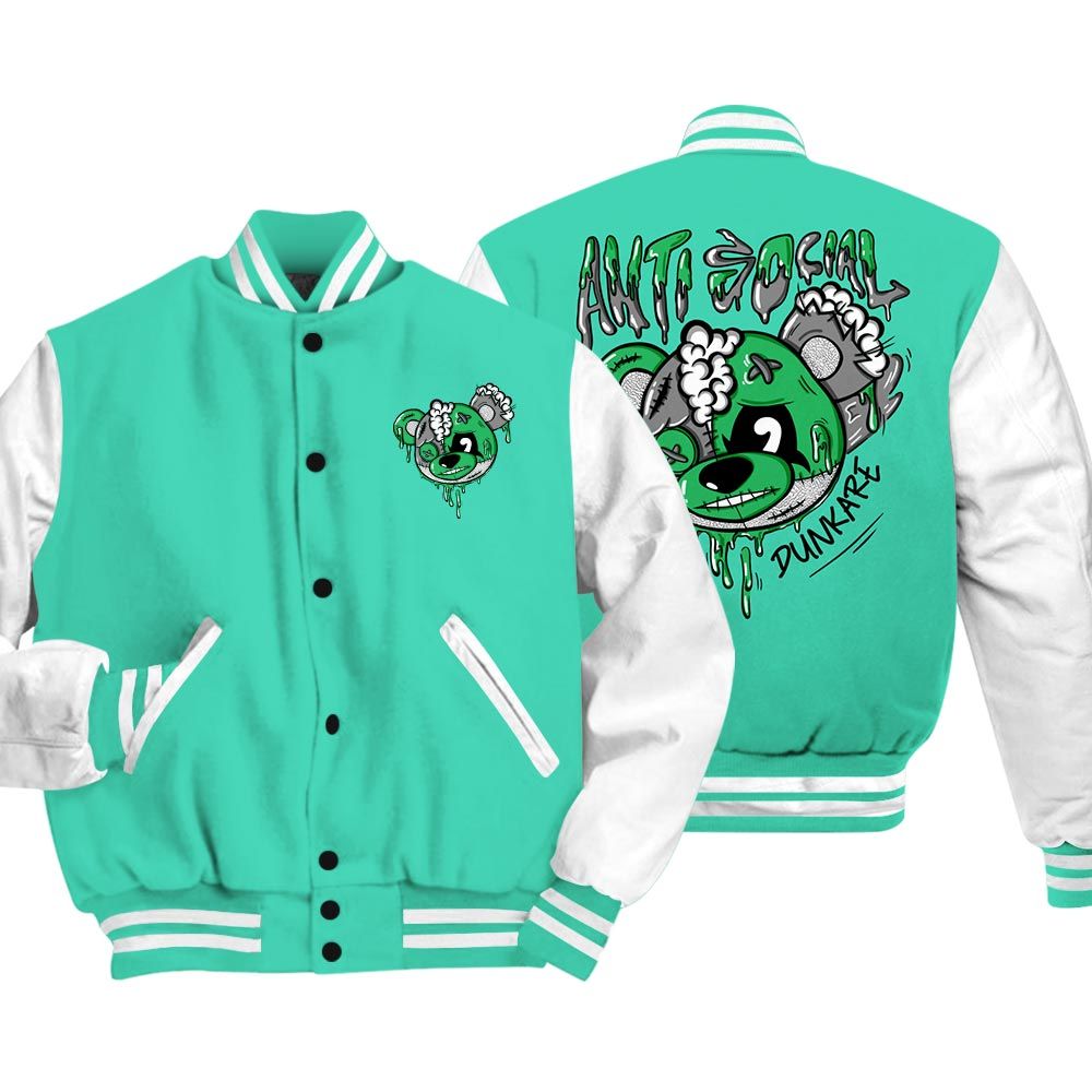 Varsity Jacket To Match Black Green Glow 3s Vasity Jacket - Hate Social Bear Vasity Jacket Unisex