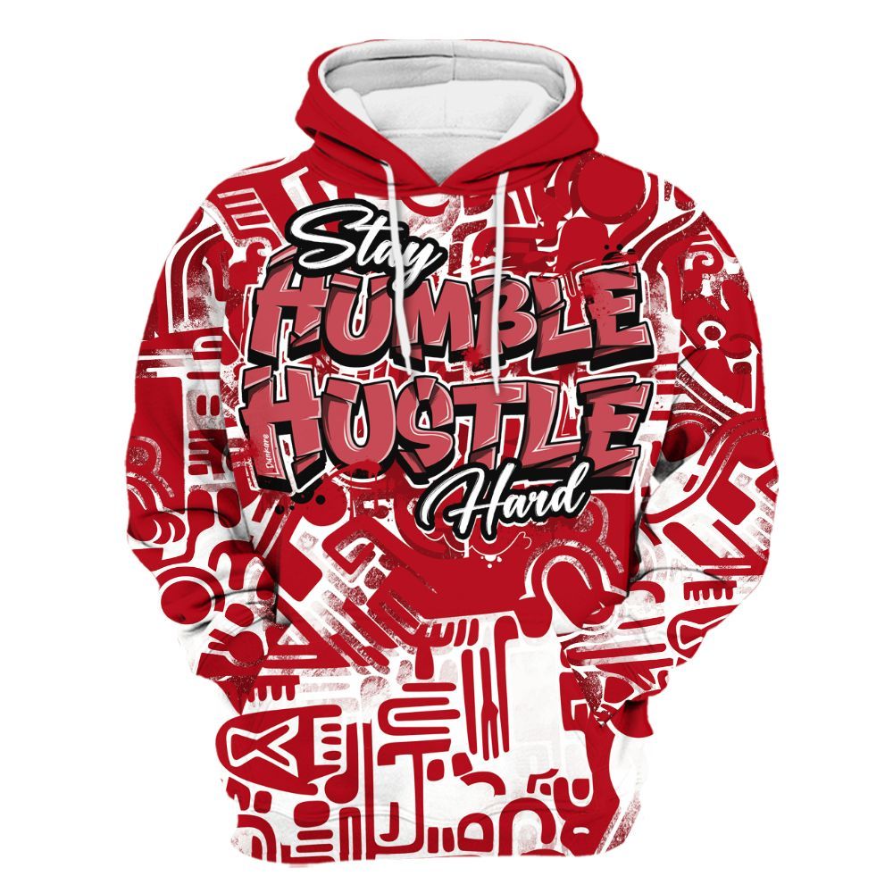 Hoodie To Match Bred Velvet 11s - Humble Hustle Doodle Retro All Over Print