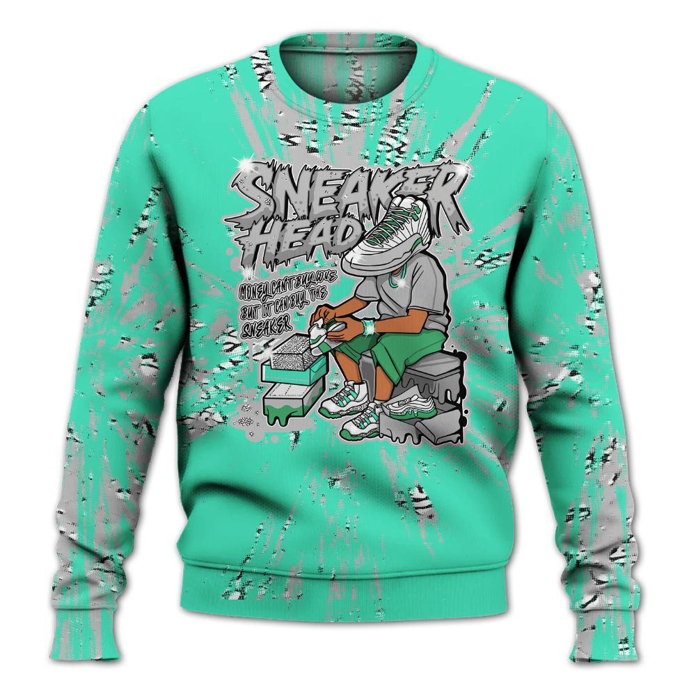 Sweatshirt To Match Black Green Glow 3s - Sneakers Headache Graphic Luxury All Over Print