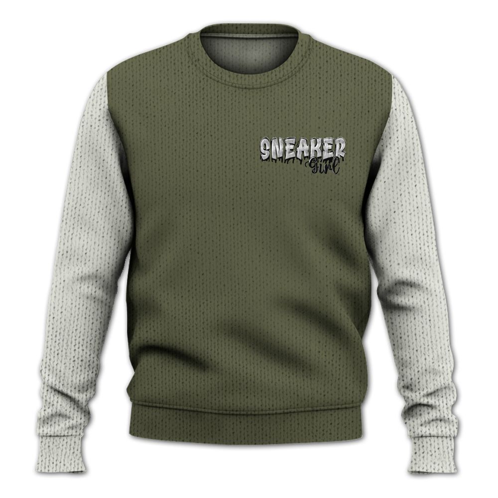 Knitted Sweater To Match Low OG Medium Olive 1s, Custom Name Sneaker Girl Money