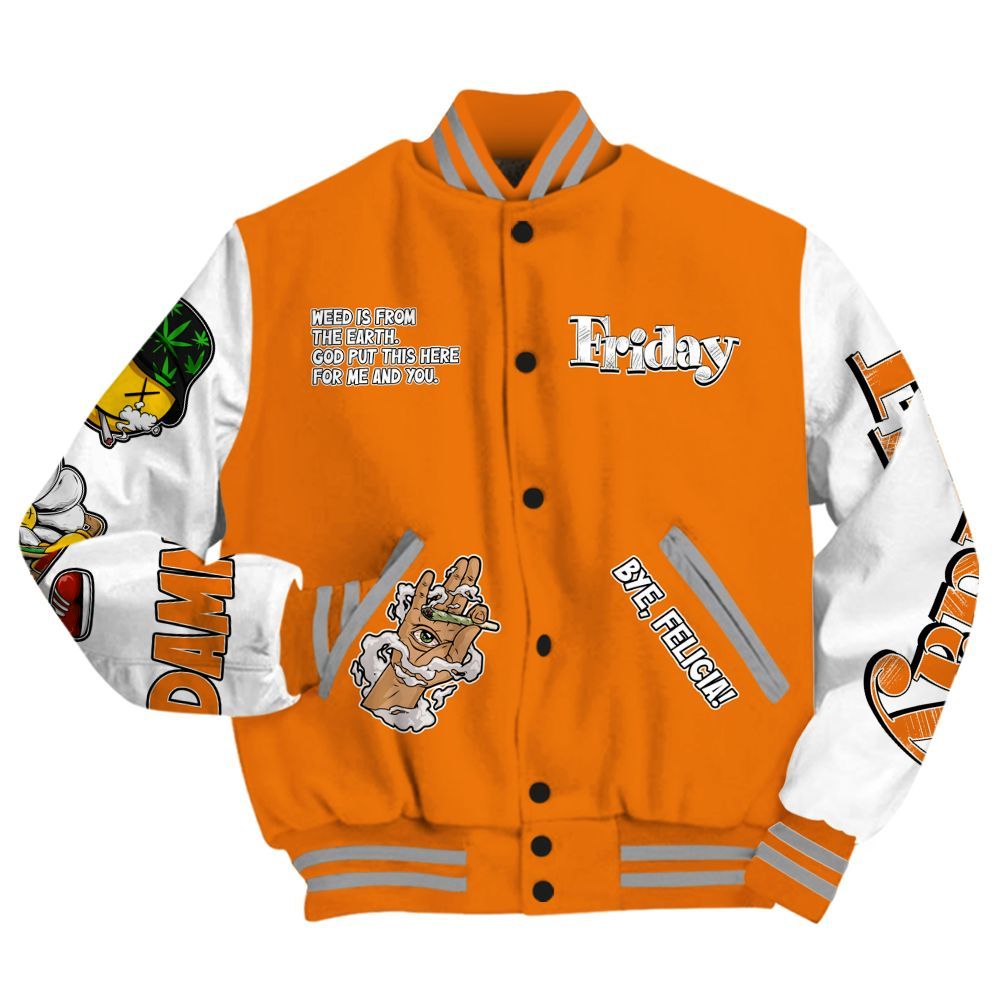 Varsity Jacket To Match Orange Citrus 3s - Friday Sneaker Stress Style All Over Print