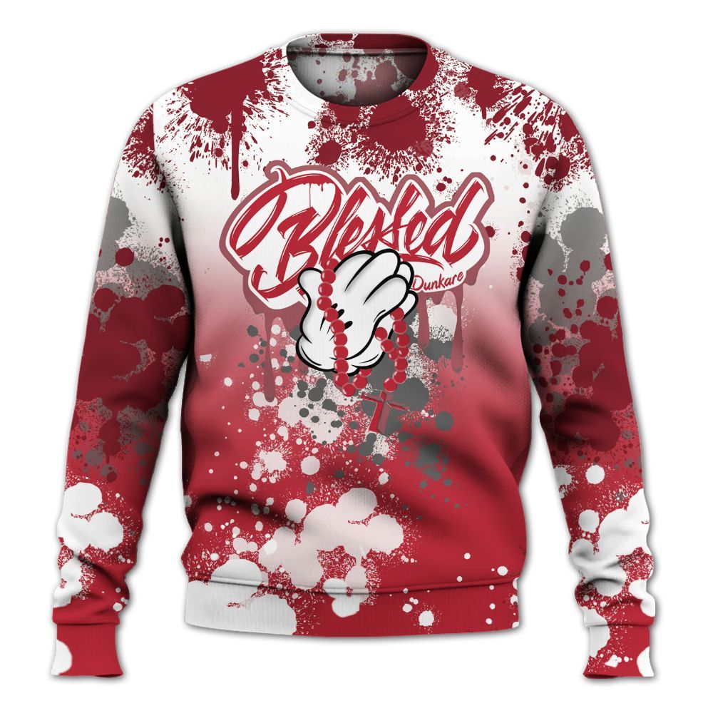 Sweatshirt To Match Red Flint 13s - God Blessed Ink Drip All Over Print