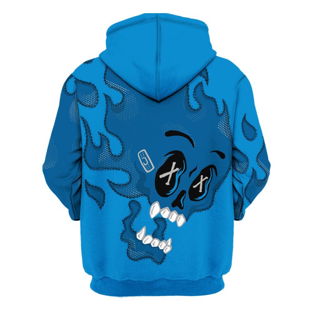 Hoodie To Match Industrial Blue 4s - All Hustle No Lucky Skull Military Blue 4s All Over Print