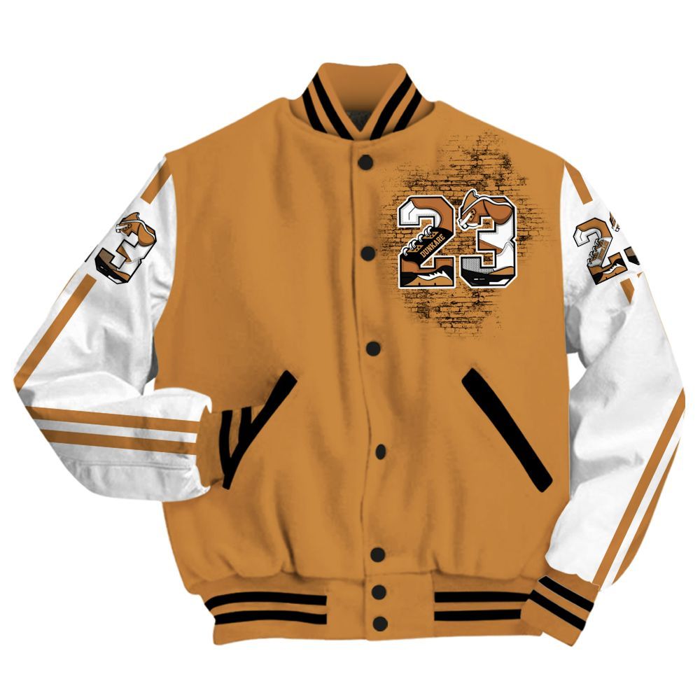 Varsity Jacket To Match Dunk Low Nature Wheat Suede - Custom Name Number 23 5s All Over Print