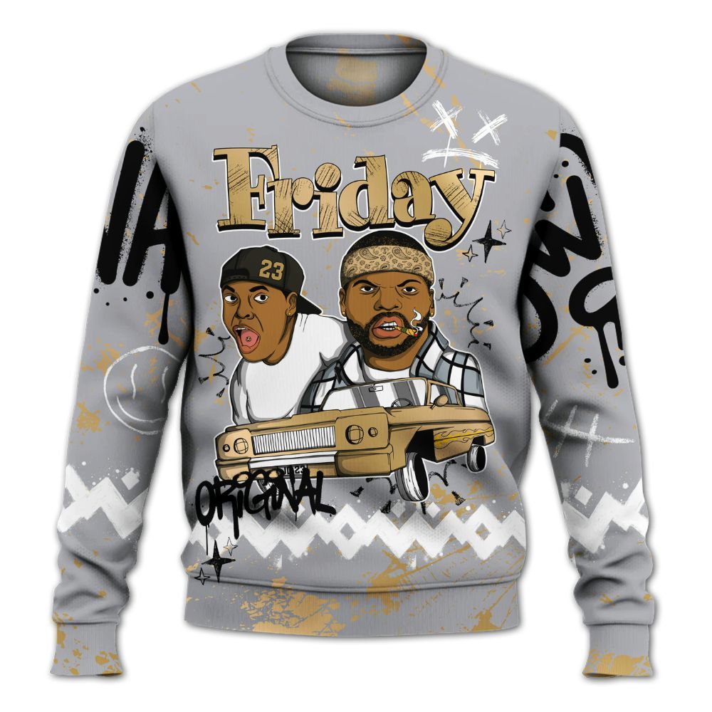 Sweatshirt To Match Retro High OG Cool Grey 1s - Friday Sneaker Crayon All Over Print