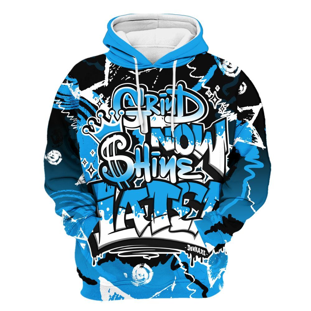 Hoodie To Match Black University Blue 2022 13s - Grind Shine Later Drip All Over Print