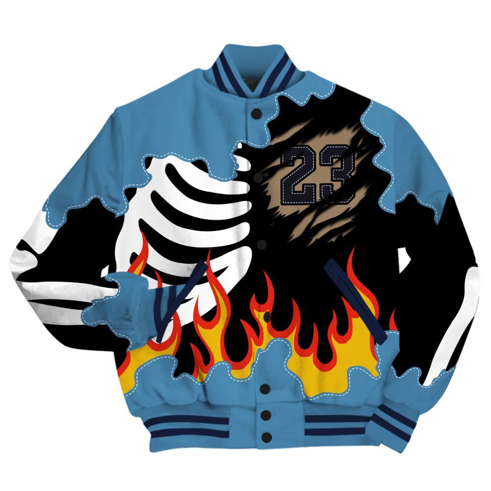 Varsity Jacket To Match Air Force 1 Stash - Burning Skeleton 23 G.O.A.T All Over Print