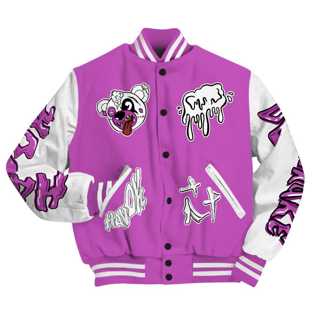 Varsity Jacket To Match Hyper Violet 4s - Havok Bear All Over Print