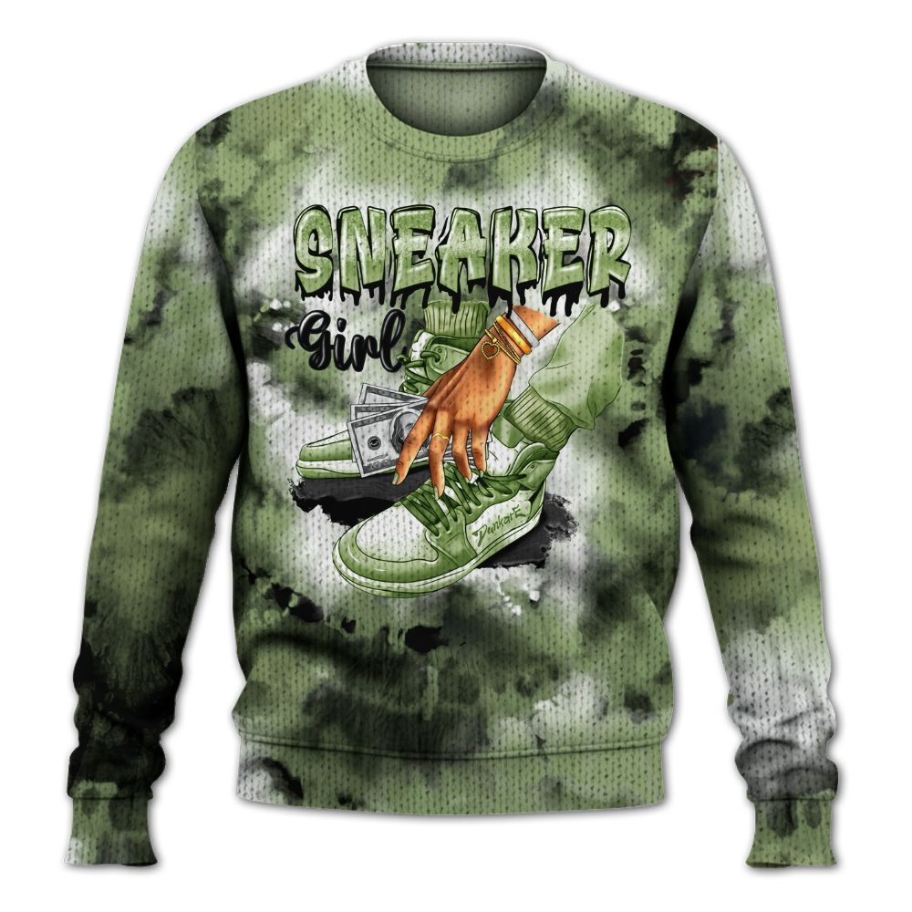 Knitted Sweater To Match Oil Green 4s - SNEAKER Girl Money Drip Tie Dye