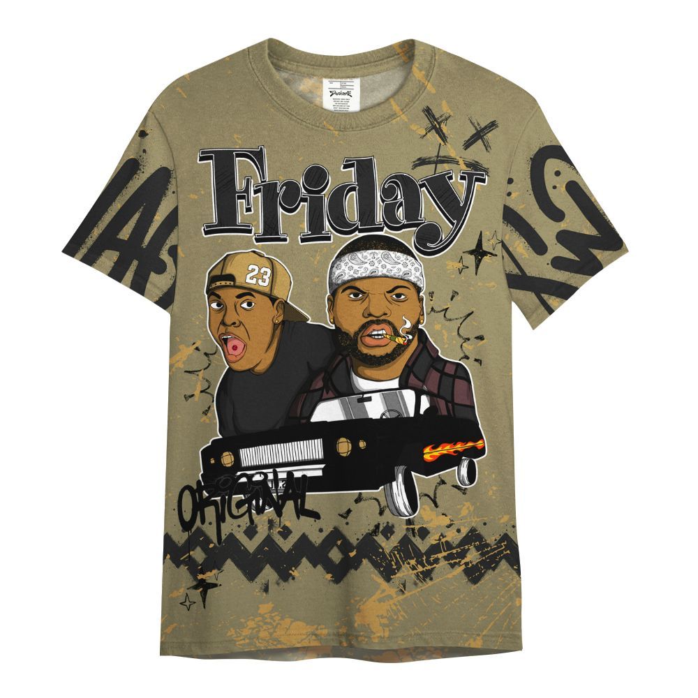 Shirt To Match Black Olive 7s - Friday Sneaker Crayon All Over Print