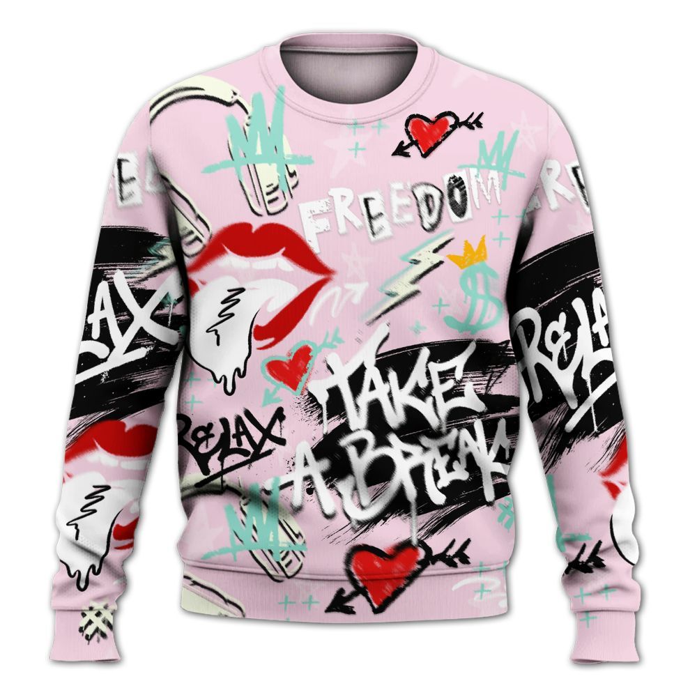 Sweatshirt To Match Retro Easter 5s - Take Break Freedom Graffiti Streetwear All Over Print