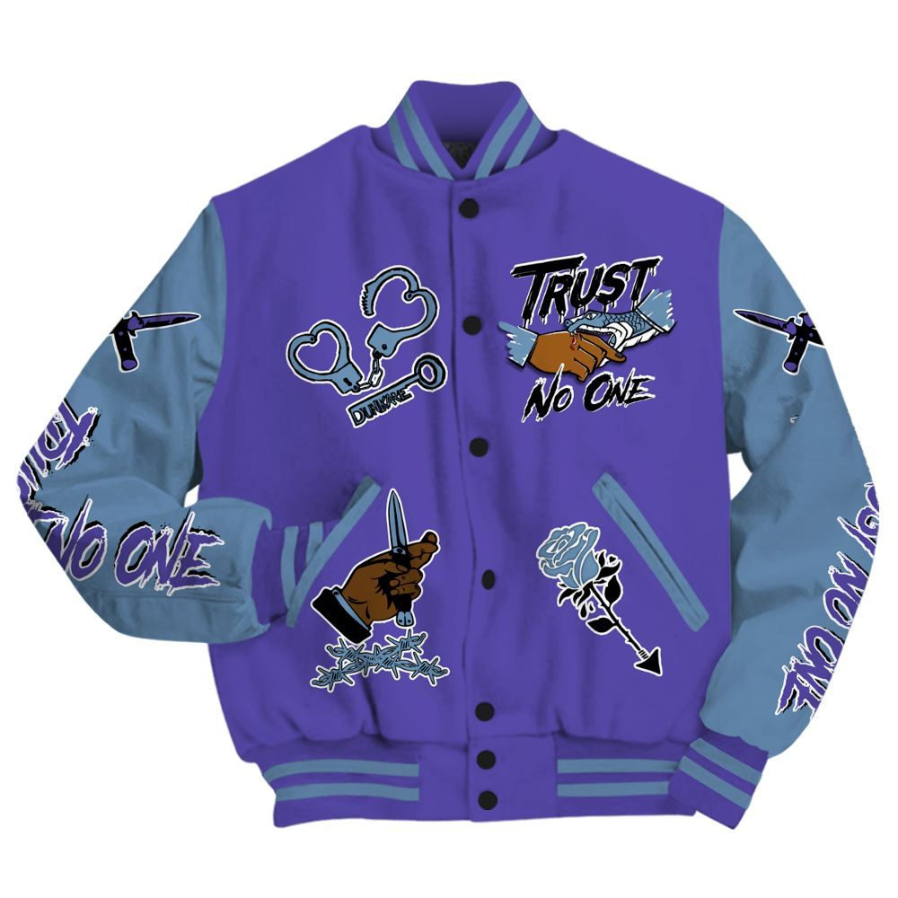 Varsity Jacket To Match Retro Concord 5s - Trust No One Dripping All Over Print