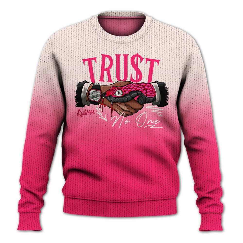 Knitted Sweater To Match A'One Pink Aura - Snake Trust No One Drip