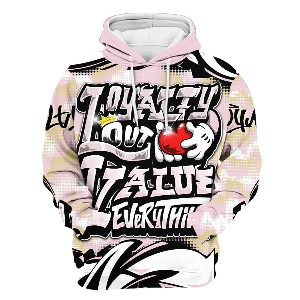 Hoodie To Match Denim Iced Carmine 4s - Loyalty Out Value Graffiti All Over Print