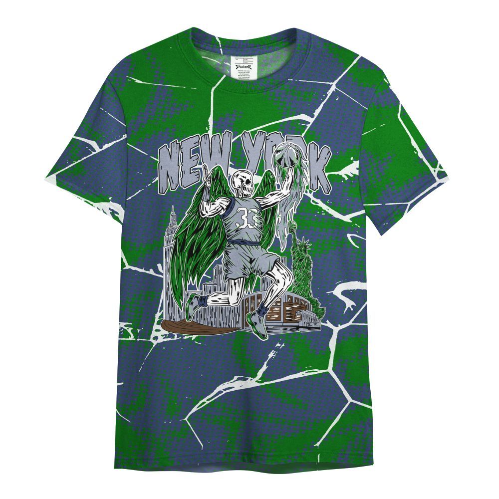 Shirt To Match Midnight Navy 13s - Ewing Era Skeleton Crack All Over Print
