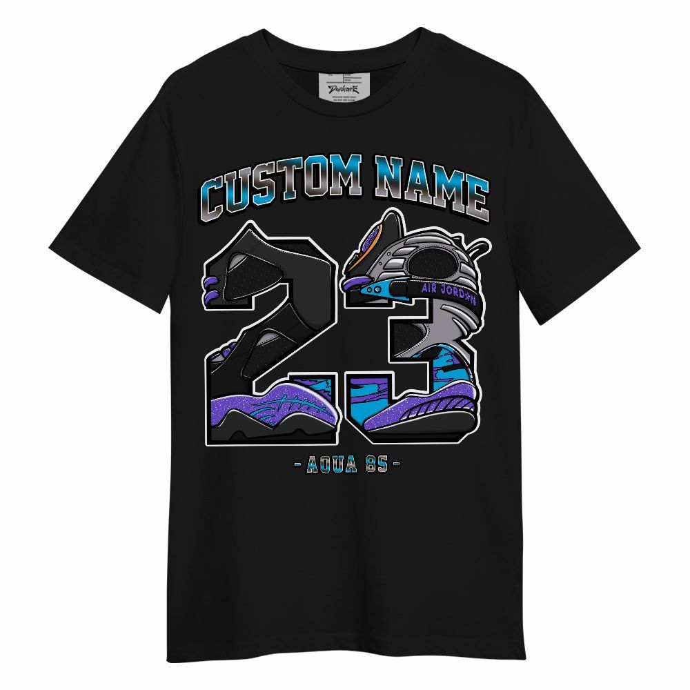 Shirt To Match Retro Aqua 8s - Number 23 Custom Name Graphic