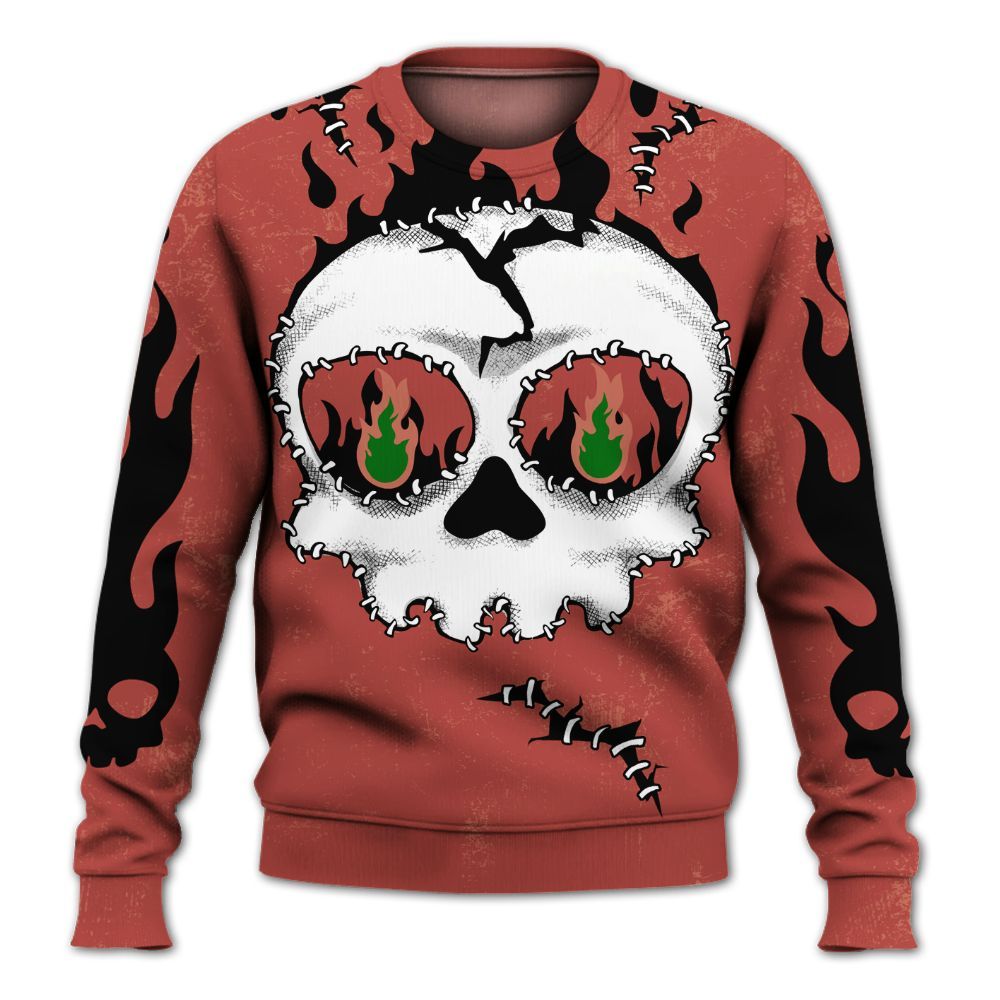 Sweatshirt To Match Dune Red 13s - Cracked Skull Stitches All Over Print