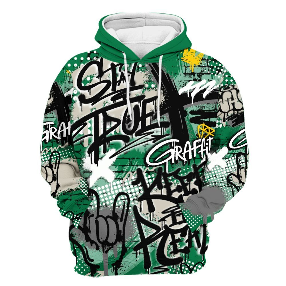 Hoodie To Match Lucky Green 2s - True It Real Graffiti Streetwear All Over Print