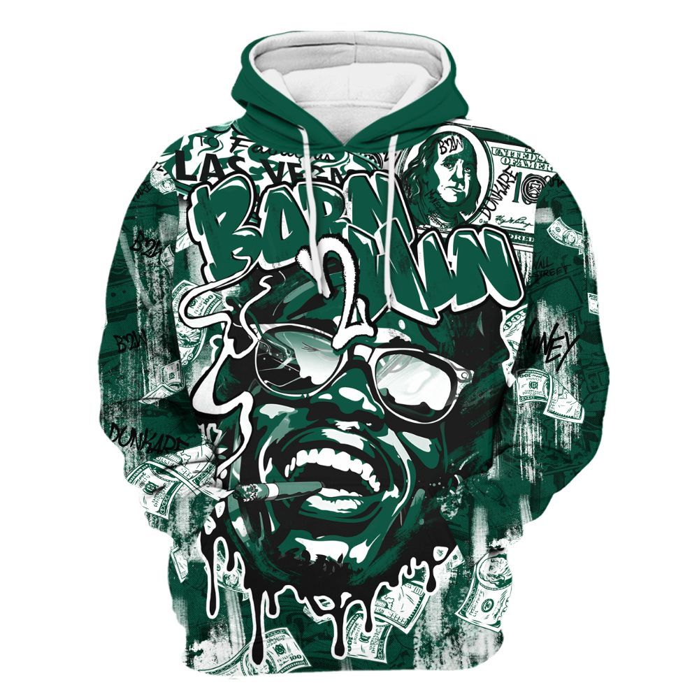 Hoodie To Match Oxidized Green 4s - Born To Win Money All Over Print