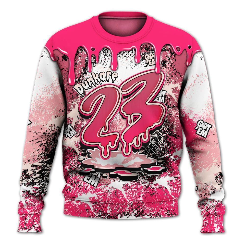 Sweatshirt To Match A'One Hyper Pink Shirt, Dripping 23 Drip All Over Print