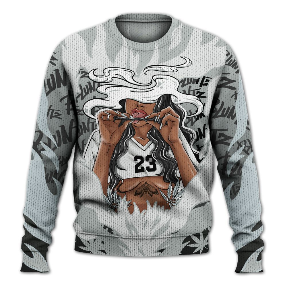 Knitted Sweater To Match Black Wolf Grey 12s - Bluntz Burnz Graphics