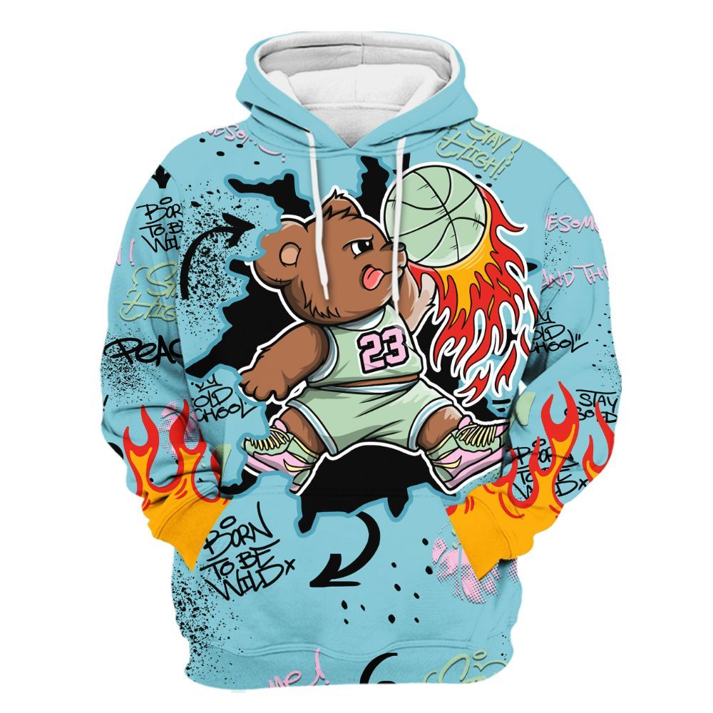 Hoodie To Match SB Dunk Low Visty - Number 23 Basketball Bear Custom Name All Over Print