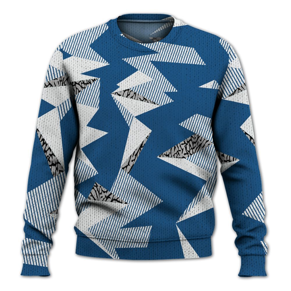 Knitted Sweater To Match Wizards 3s - Geometric Camouflage Pattern