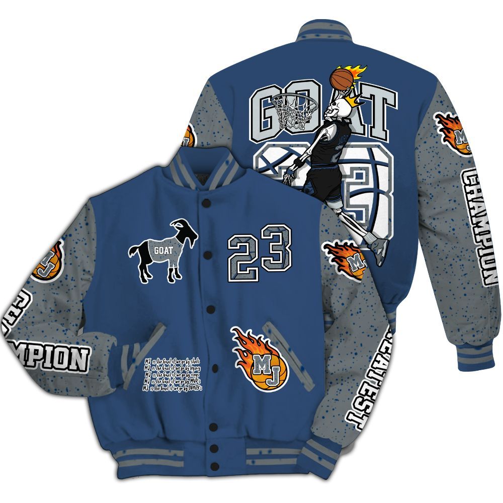 Varsity Jacket To Match Midnight Navy 4s - 23 G.0.A.T Jump Up Basketball All Over Print