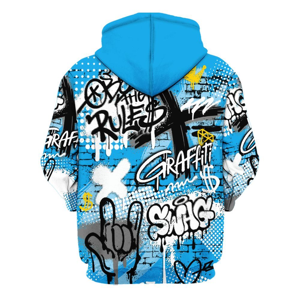 Hoodie To Match Black University Blue 2022 13s - True It Real Graffiti Streetwear All Over Print