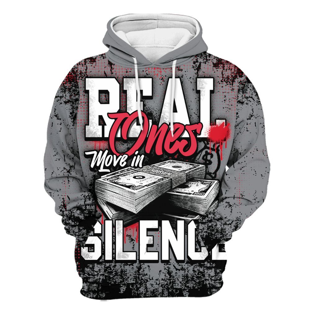 Hoodie To Match Black Cement 3s - Move In Silence Money Street Retro All Over Print