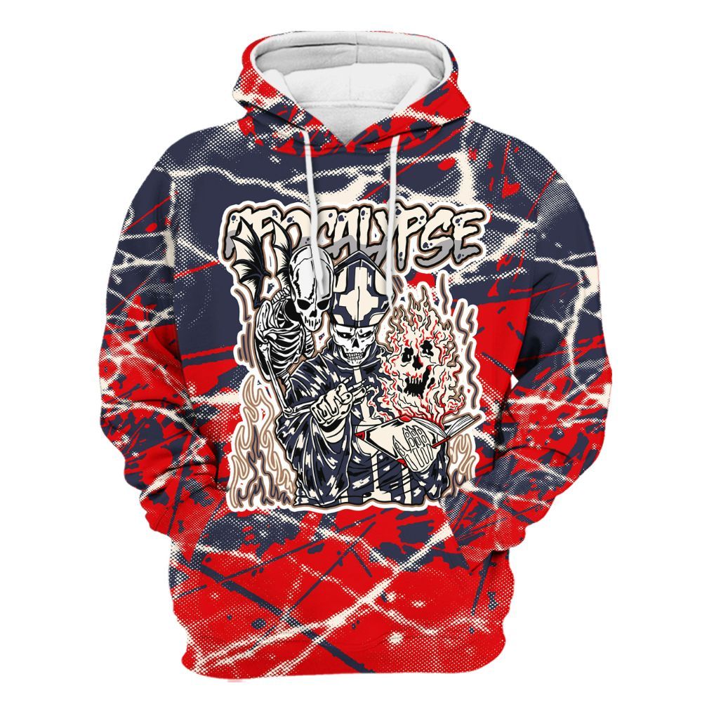 Hoodie To Match Low OG Howard University 1s - Apocalypse Skeleton Profound All Over Print