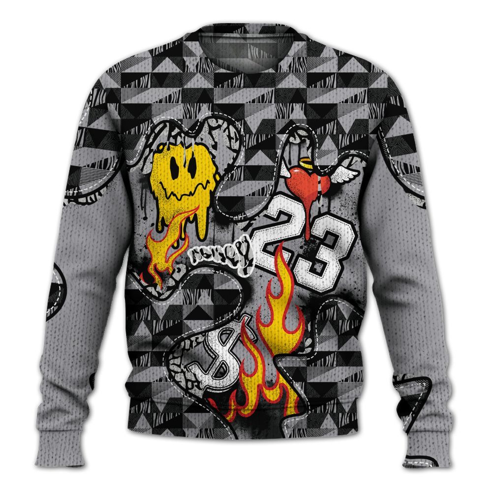 Knitted Sweater To Match Cement Grey 3s - 23 Smile Burning Heart