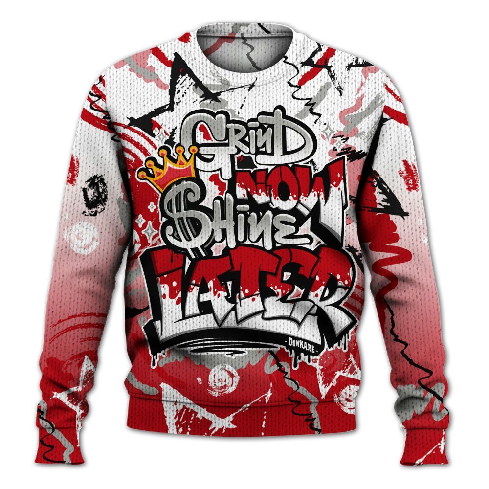 Knitted Sweater To Match Air Griffey Max Gray Reds 1s - Grind Shine Later Drip