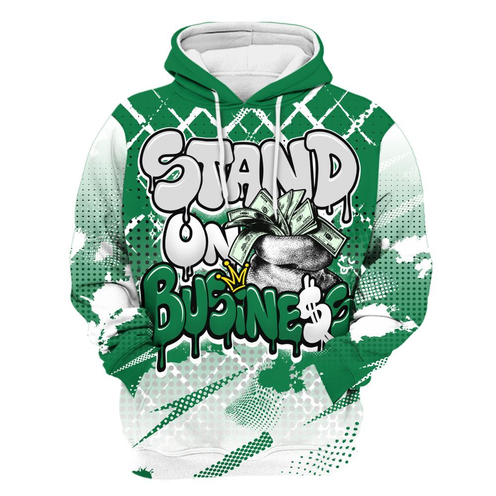 Hoodie To Match Pine Green 13s - Halftone Stand Business Dripping All Over Print