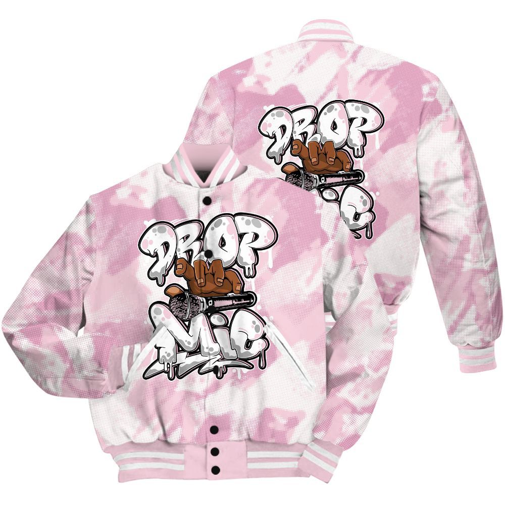 Varsity Jacket To Match Orchid 4s Shirt - Drop Mic Abstract All Over Print