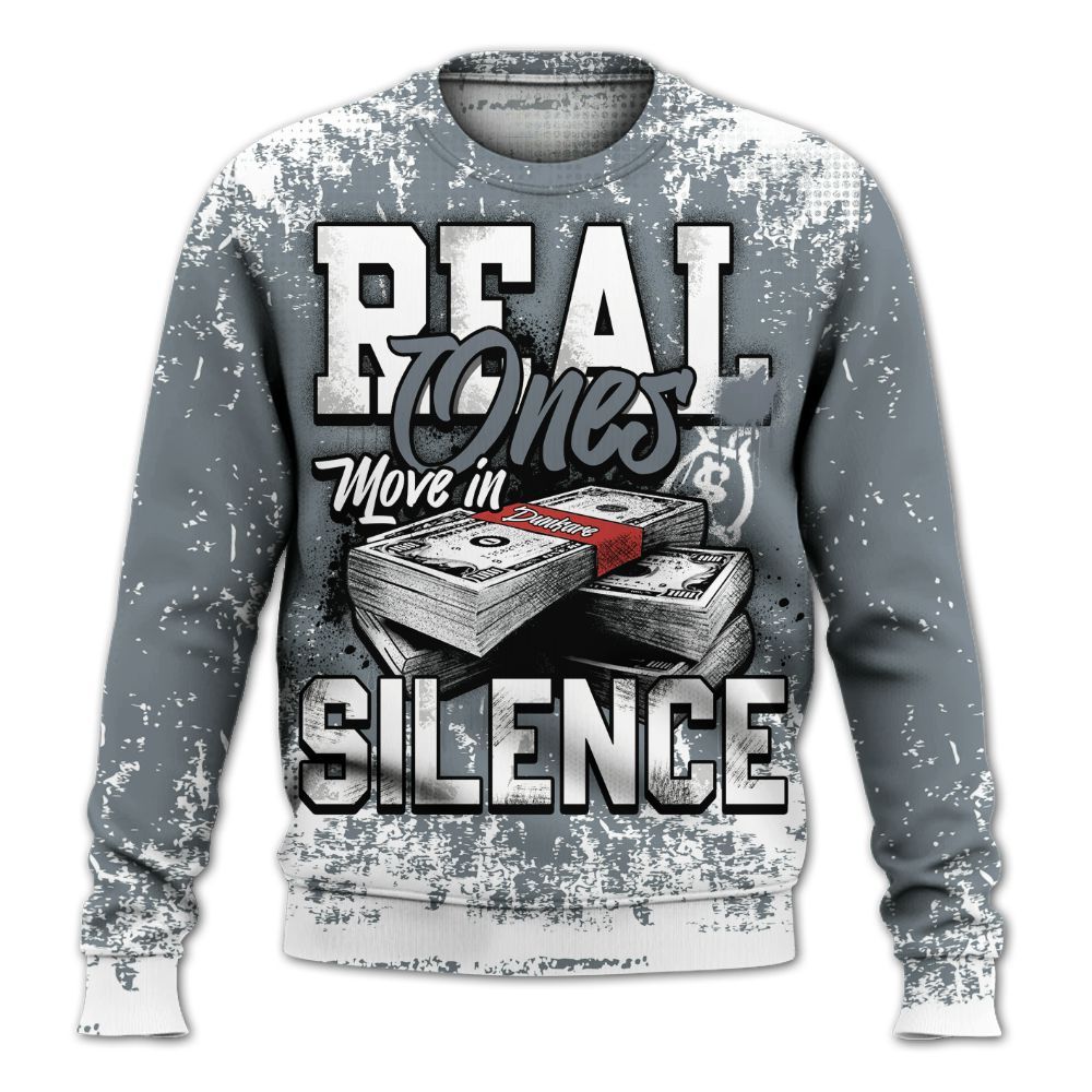 Sweatshirt To Match Wolf Grey 13s - Move In Silence Money Street Retro All Over Print