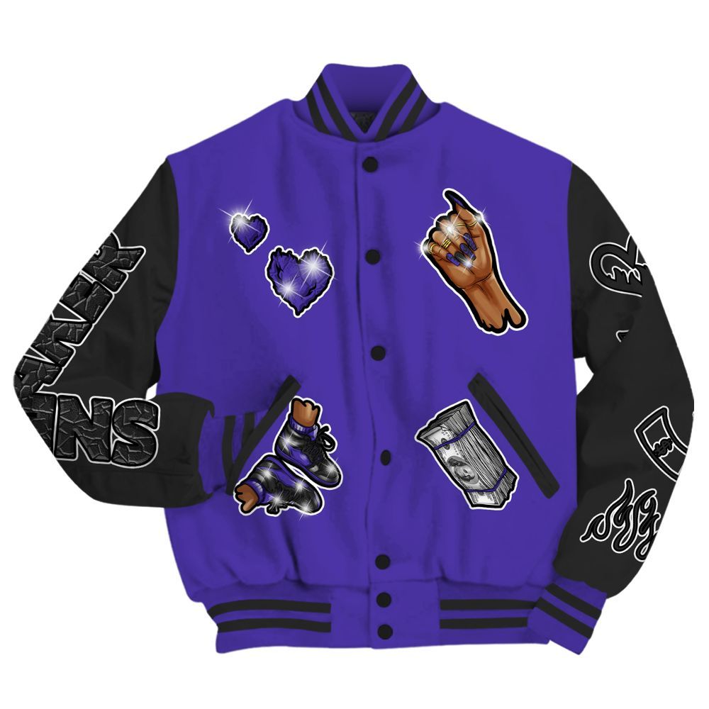 Varsity Jacket To Match Field Purple 12s - Sneakerz Girlz All Over Print
