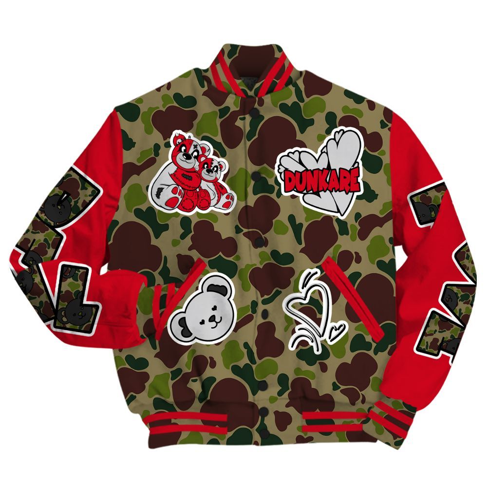 Varsity Jacket To Match Air Max 90 Duck Camo Red - Sincere Fondness Bear All Over Print