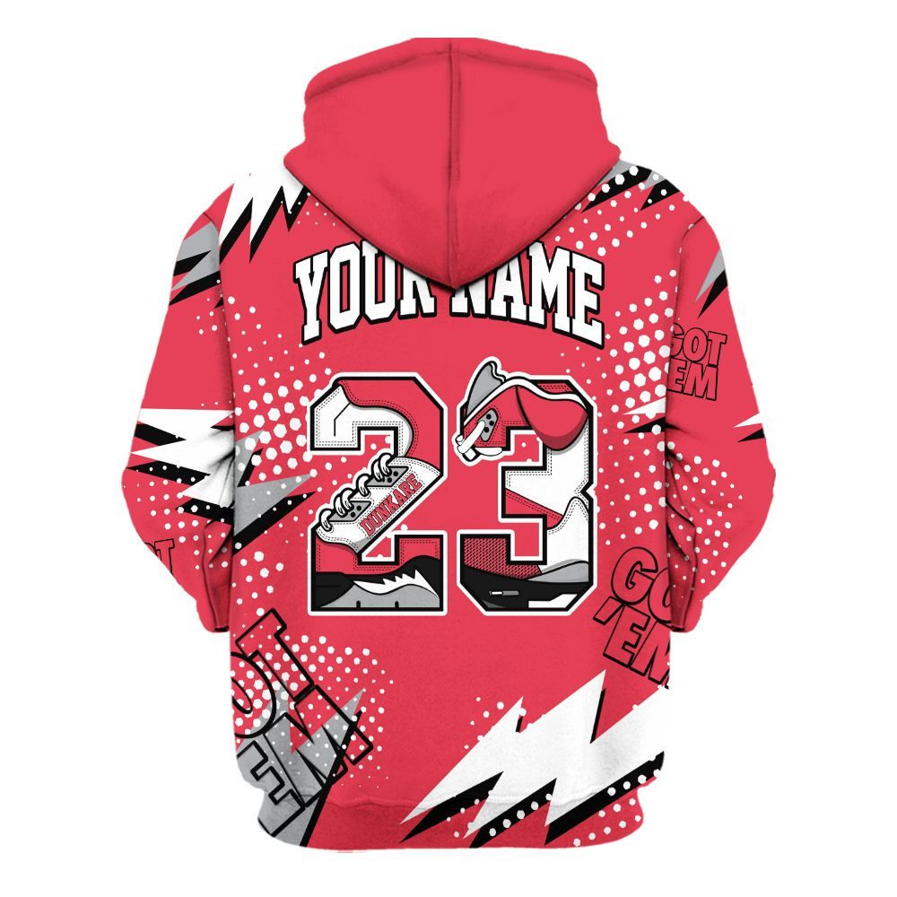 Hoodie To Match Black Cement 3s - Custom Name Number 23 5s All Over Print