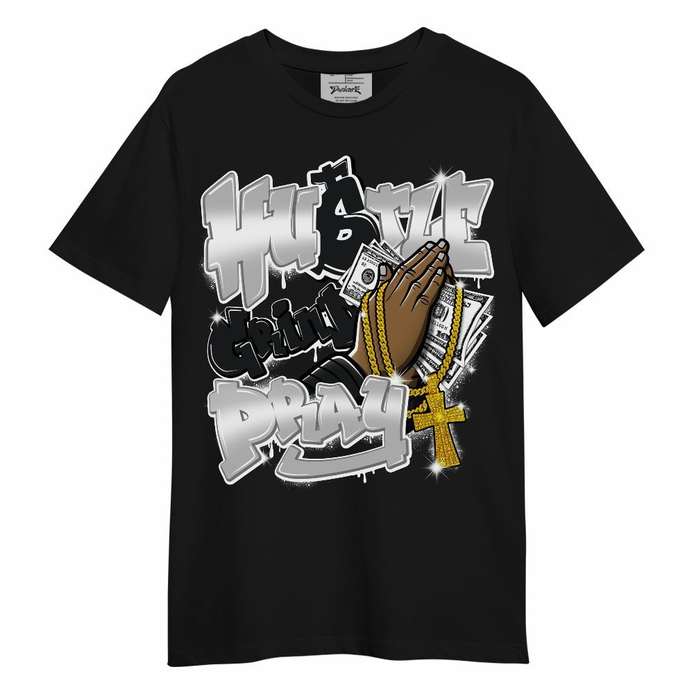 Shirt To Match Low 85 Metallic Black 1s - Hustle, Money Pray Unisex Shirt
