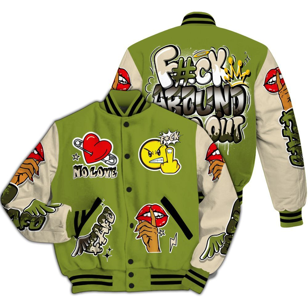 Varsity Jacket To Match SB Dunk Low Asparagus - FK Around Find Out All Over Print