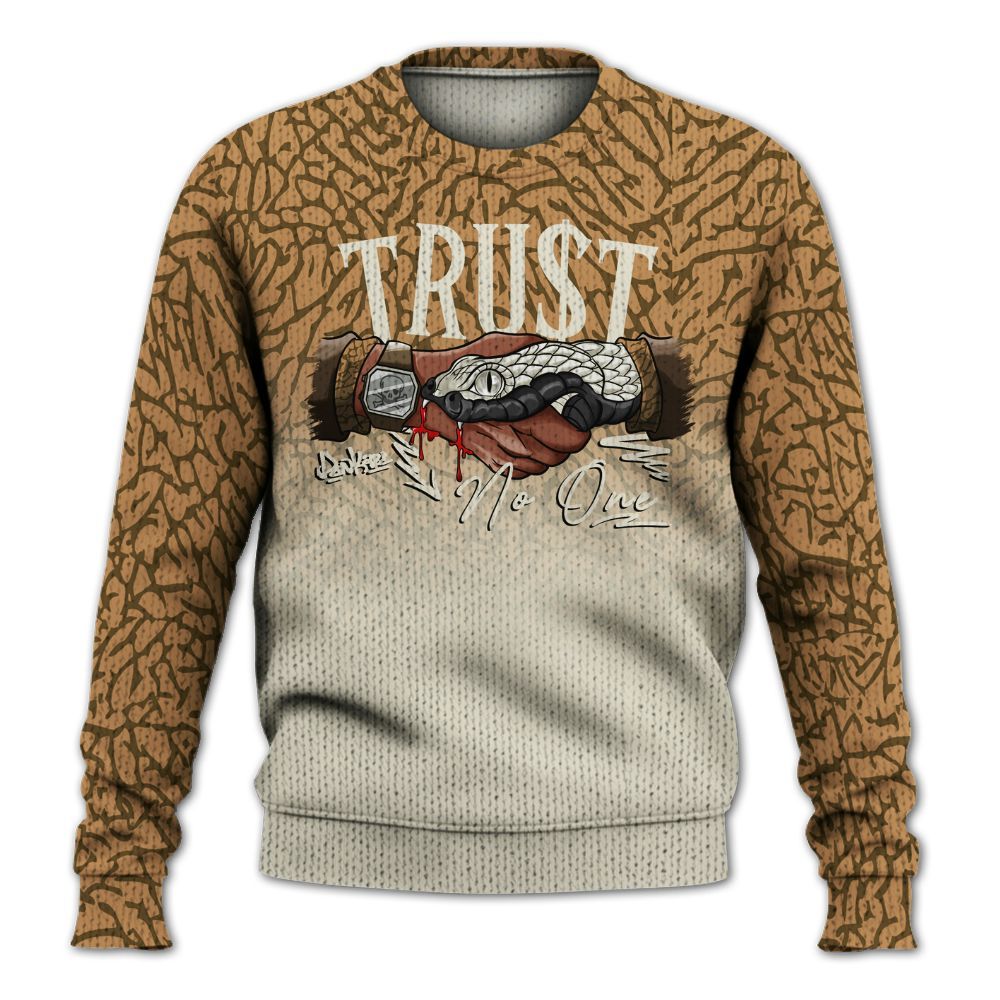 Knitted Sweater To Match Orewood Brown 3s - Snake Trust No One Drip