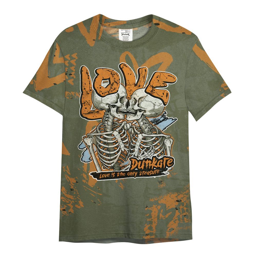 Shirt To Match Olive 5s - Skull Love All Over Print