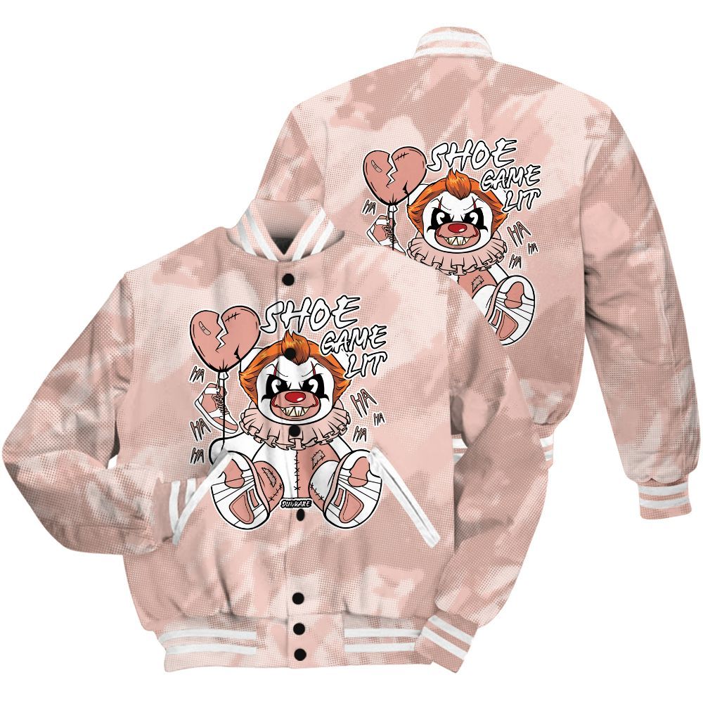 Varsity Jacket To Match Low Legend Pink 11s Shirt - Shoe Game Bear Abstract Halftone All Over Print