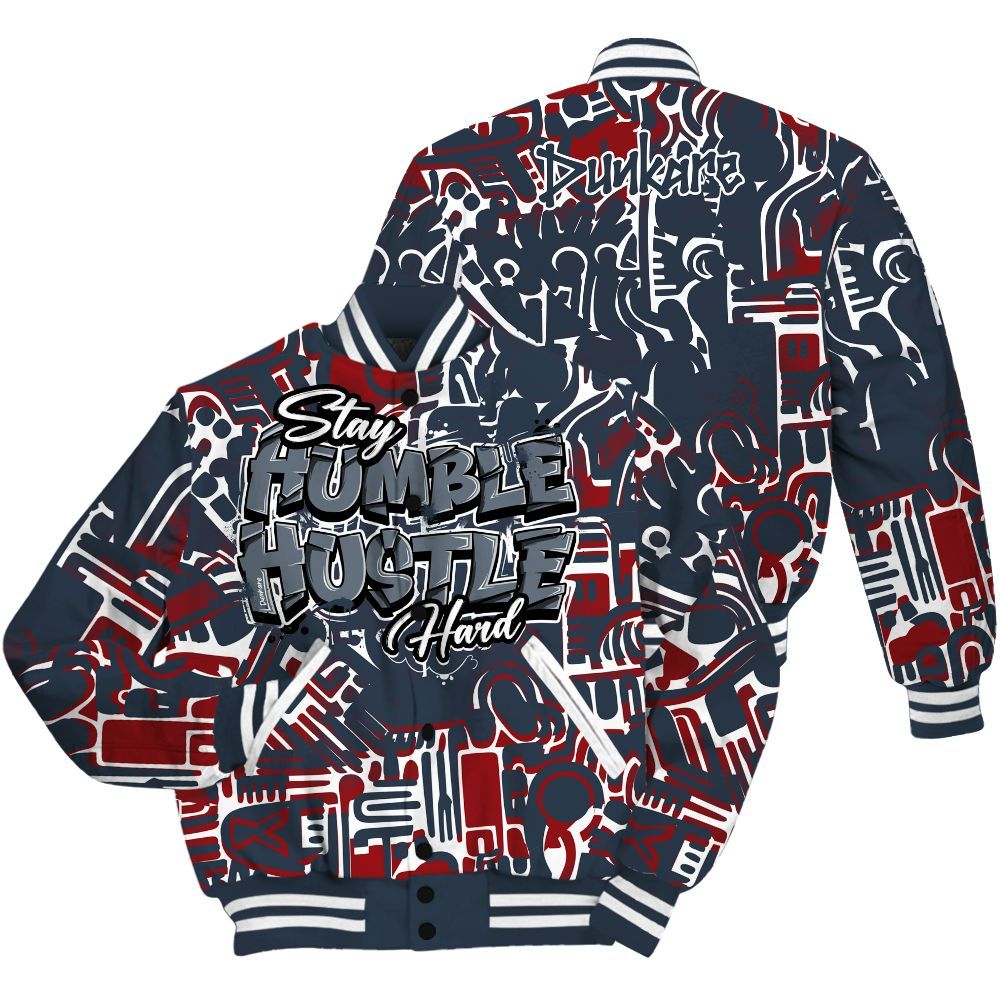 Varsity Jacket To Match Navy Blue 2024 6s - Humble Hustle Retro All Over Print