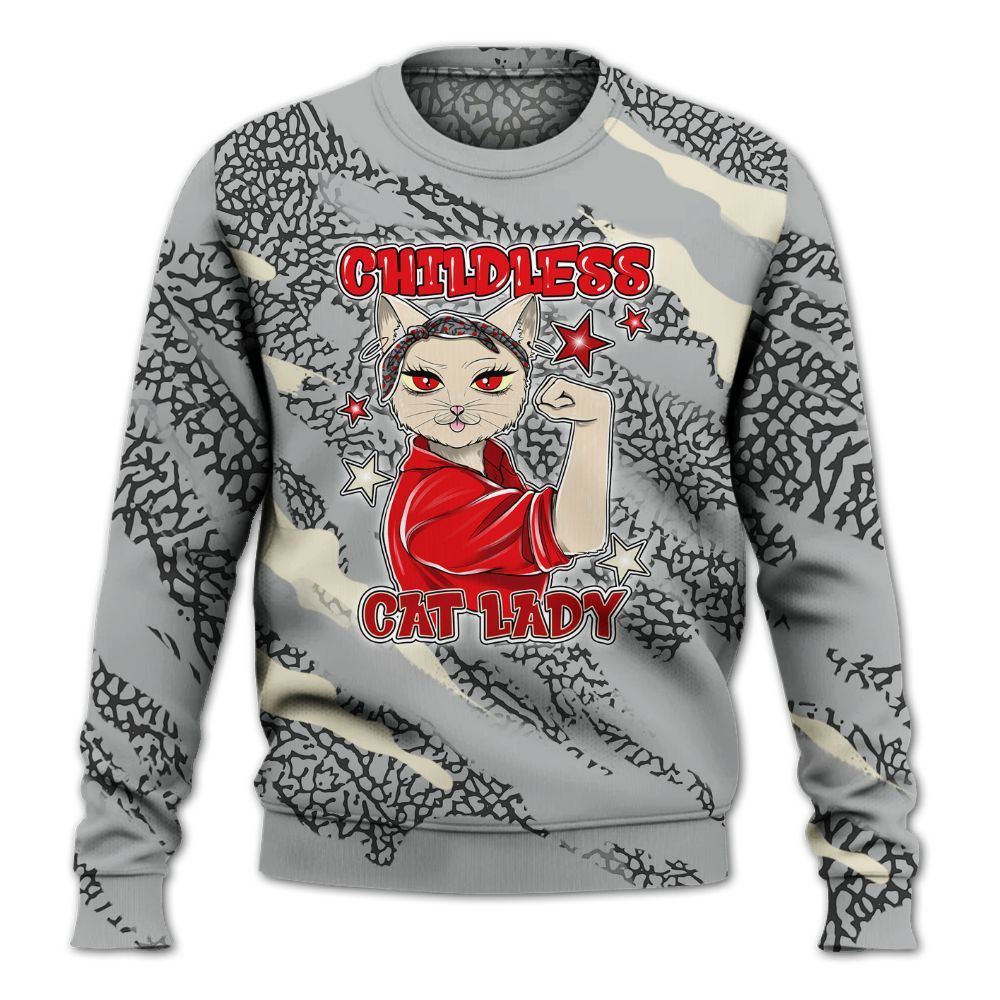 Sweatshirt To Match Cement Grey 3s - Childless Kat Lady All Over Print