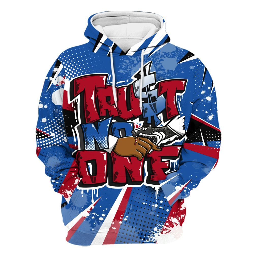 Hoodie To Match Air Griffey Max Black Red Navy Blue 1s - Poly Trust No One Dripping All Over Print